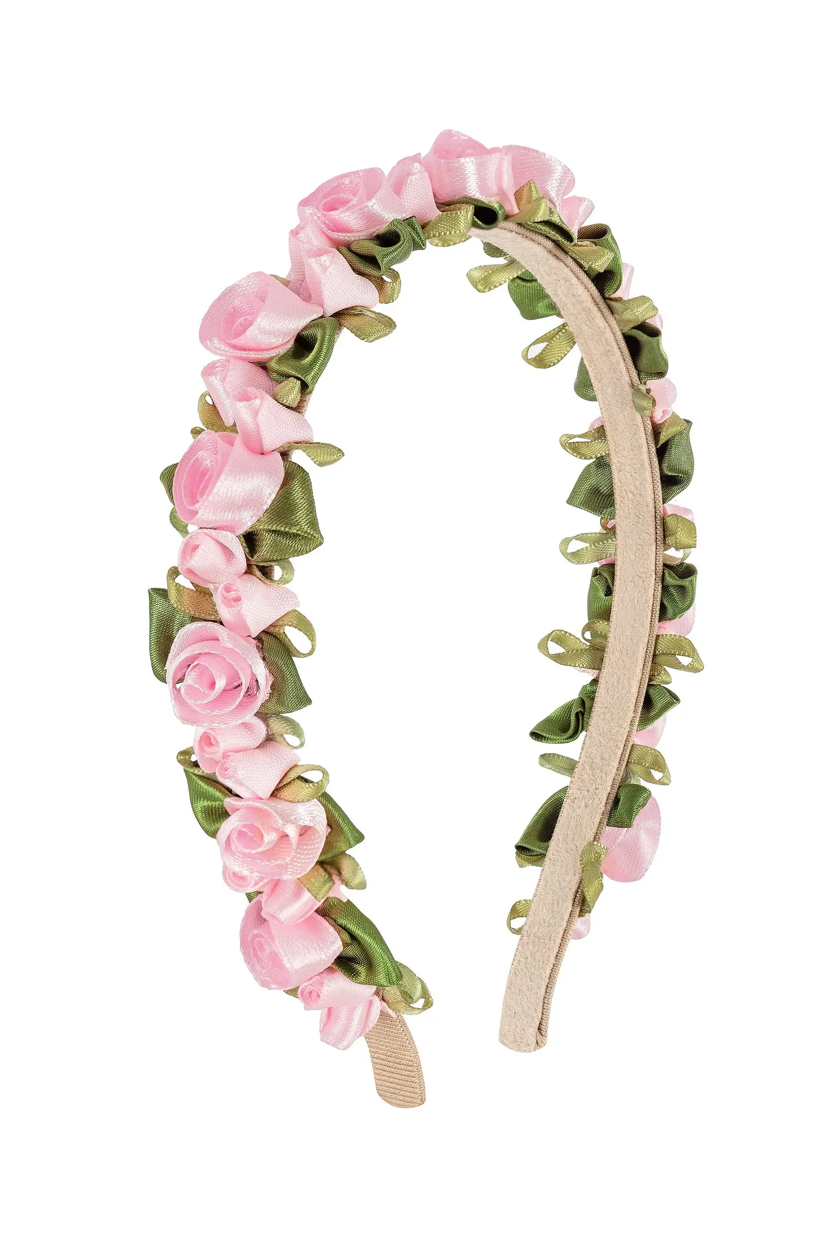 Blüten Haarreif mit Satin-Rosen ~ rosa