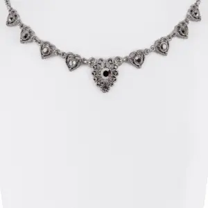 Collier mit Strass-Herzen ~ altsilber