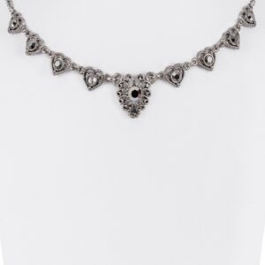 Collier mit Strass-Herzen ~ altsilber