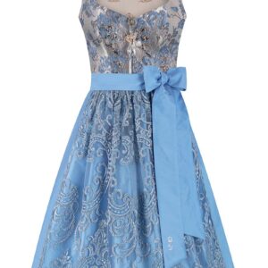 Midi Dirndl 70 cm silber hellblau Caroline 016387 ~ 42