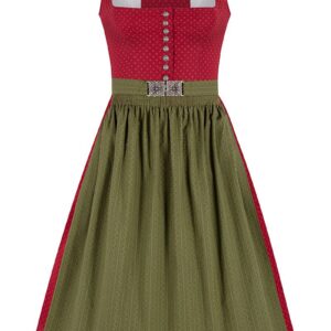 Midi Dirndl 65 cm rot oliv Valerie 017433 ~ 36