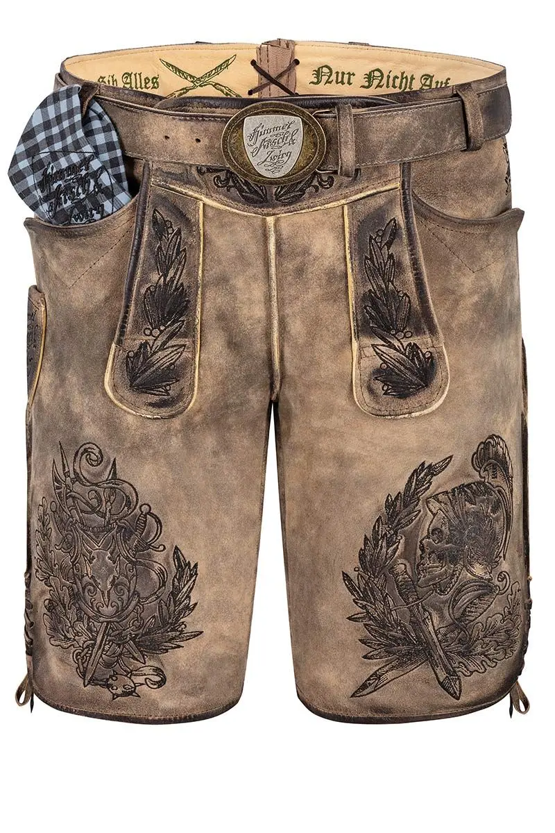 Lederhose kurz mit Gürtel graubraun antik Watzmann 015508 ~ 46