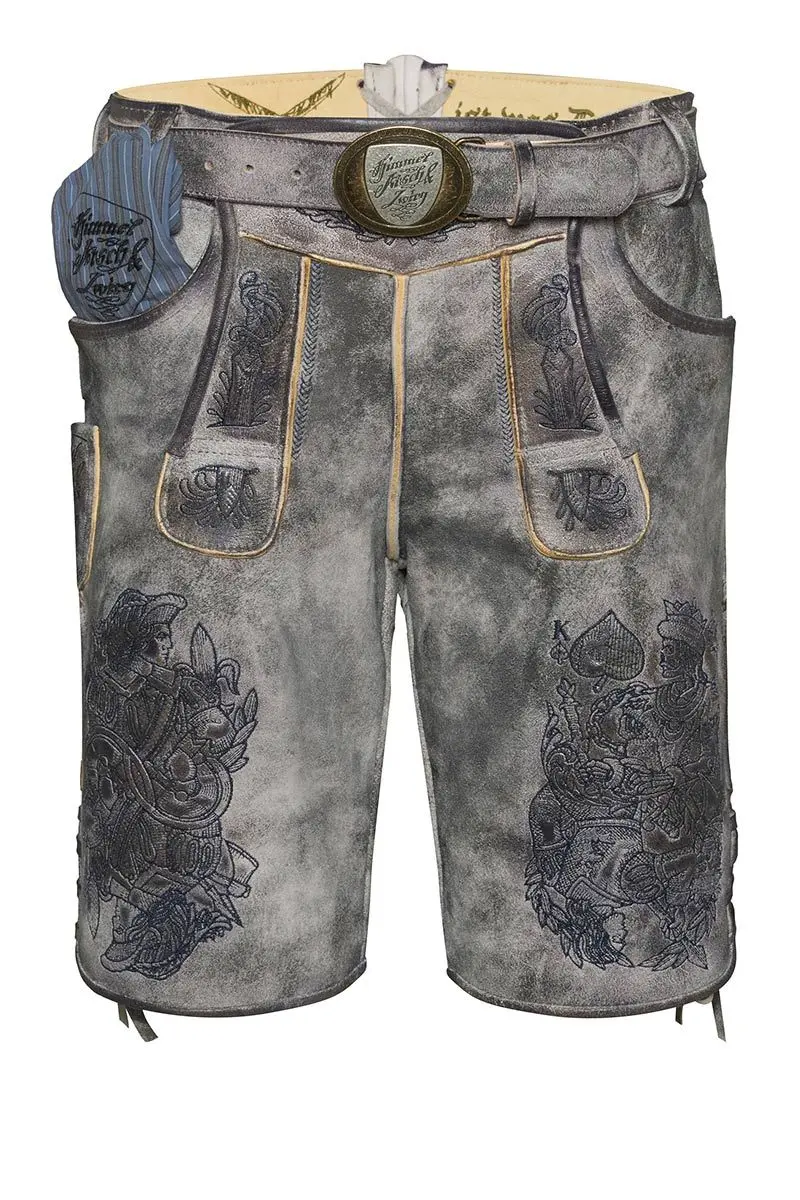 Lederhose kurz mit Gürtel stein Königsmörder 009493 ~ 48