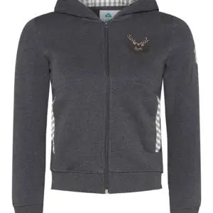 Kinder Kapuzen-Sweatjacke anthrazit mit Hirschstickerei Ben 007991 ~ 92