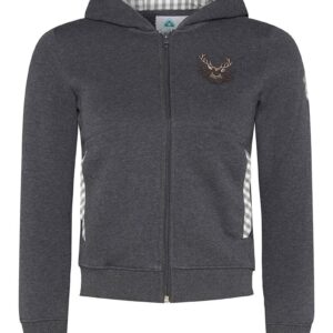 Kinder Kapuzen-Sweatjacke anthrazit mit Hirschstickerei Ben 007991 ~ 86