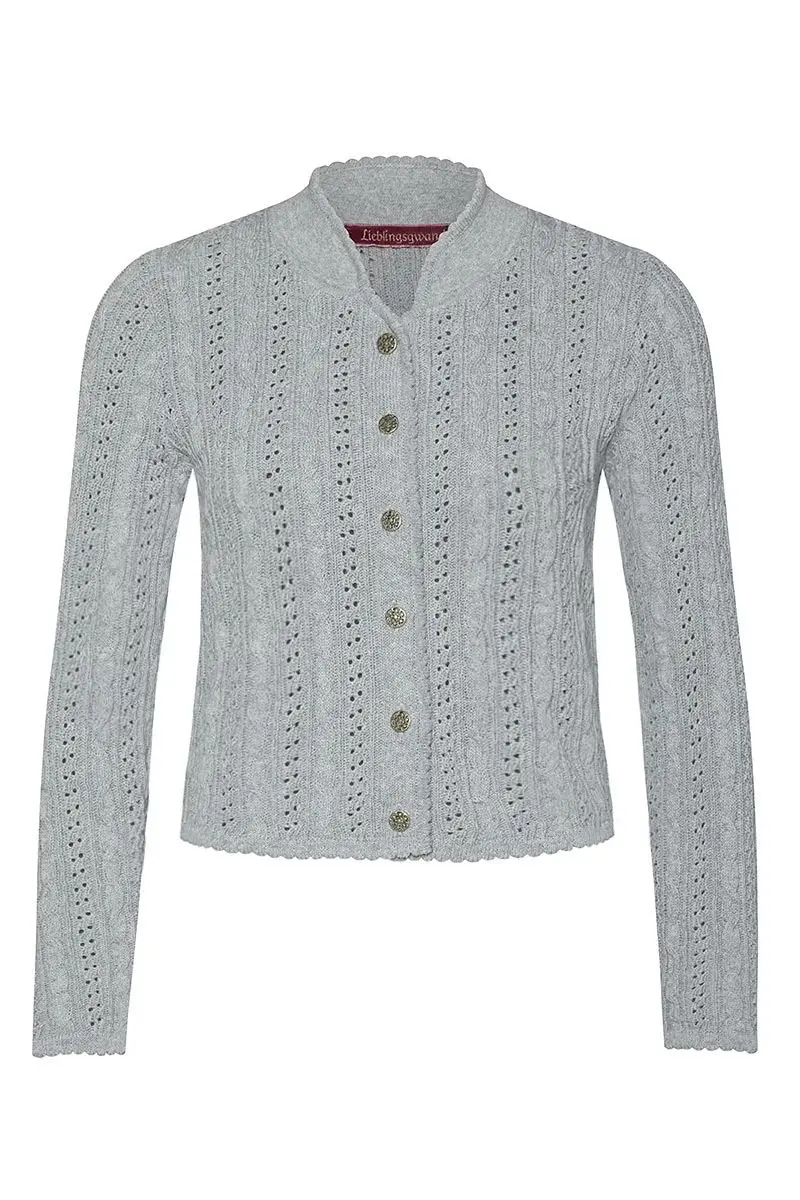 Trachten Strickjacke hellgrau Franzi 009526 ~ 34