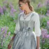 Dirndl PEGNITZ (65 cm) pastellgrau ~ 36 ~ silber