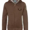 Kinder Kapuzen-Sweatjacke braun mit Hirschstickerei Ben 013487 ~ 86