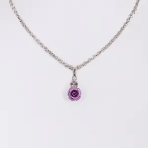 Collier mit Rosenblüte und Strass ~ rosa