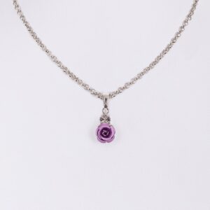Collier mit Rosenblüte und Strass ~ rosa