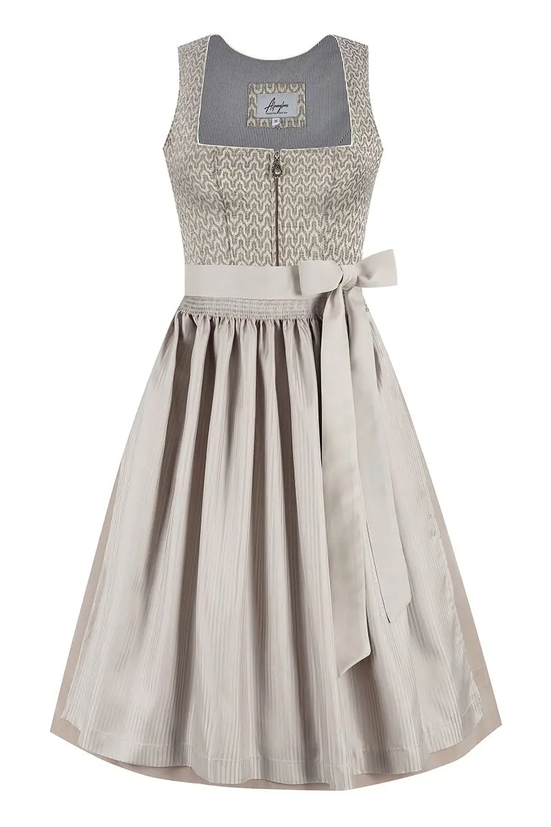 Midi Dirndl 70 cm grau taupe Rebecca 015870 ~ 38