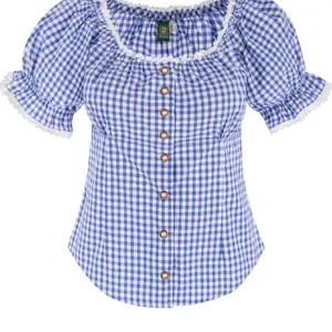 Trachtenbluse mit Karomuster ~ 36 ~ blau