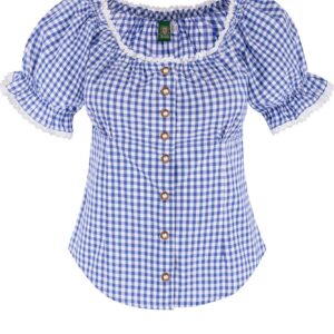 Trachtenbluse mit Karomuster ~ 36 ~ blau
