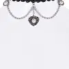Kropfband verschiedenfarbig mit Kette und Anhängern 011347 ~ schwarz