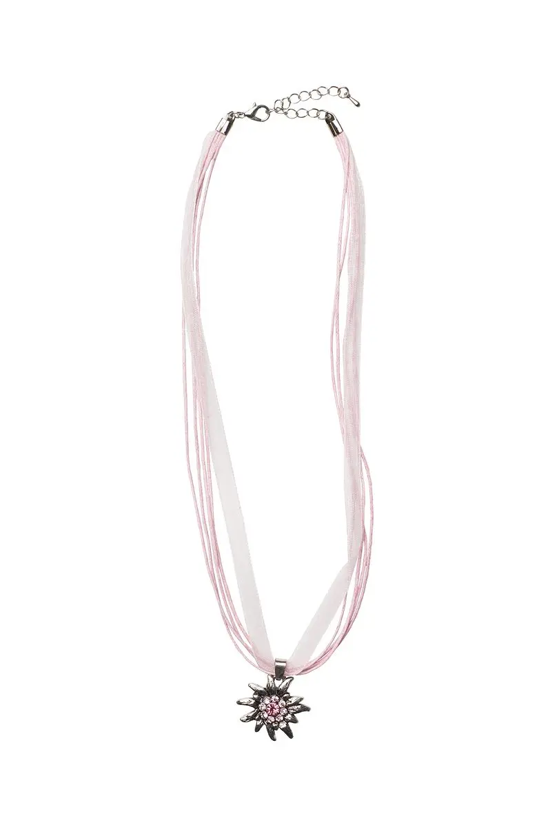 Collier mit Edelweissanhänger 000157 ~ rosa