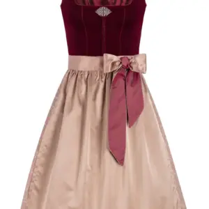 Midi Dirndl 65 cm dunkelrot taupe Samt Greta 013913 ~ 38