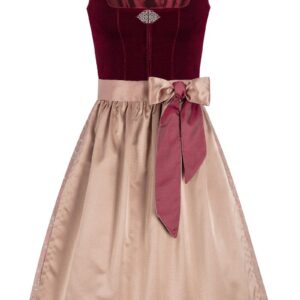 Midi Dirndl 65 cm dunkelrot taupe Samt Greta 013913 ~ 38