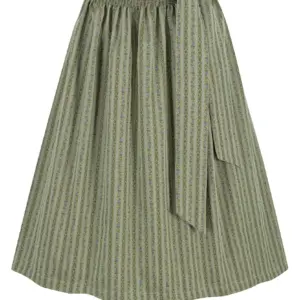 Dirndlschürze gestreift mit Rankenmuster (70 cm) ~ XS ~ salbei