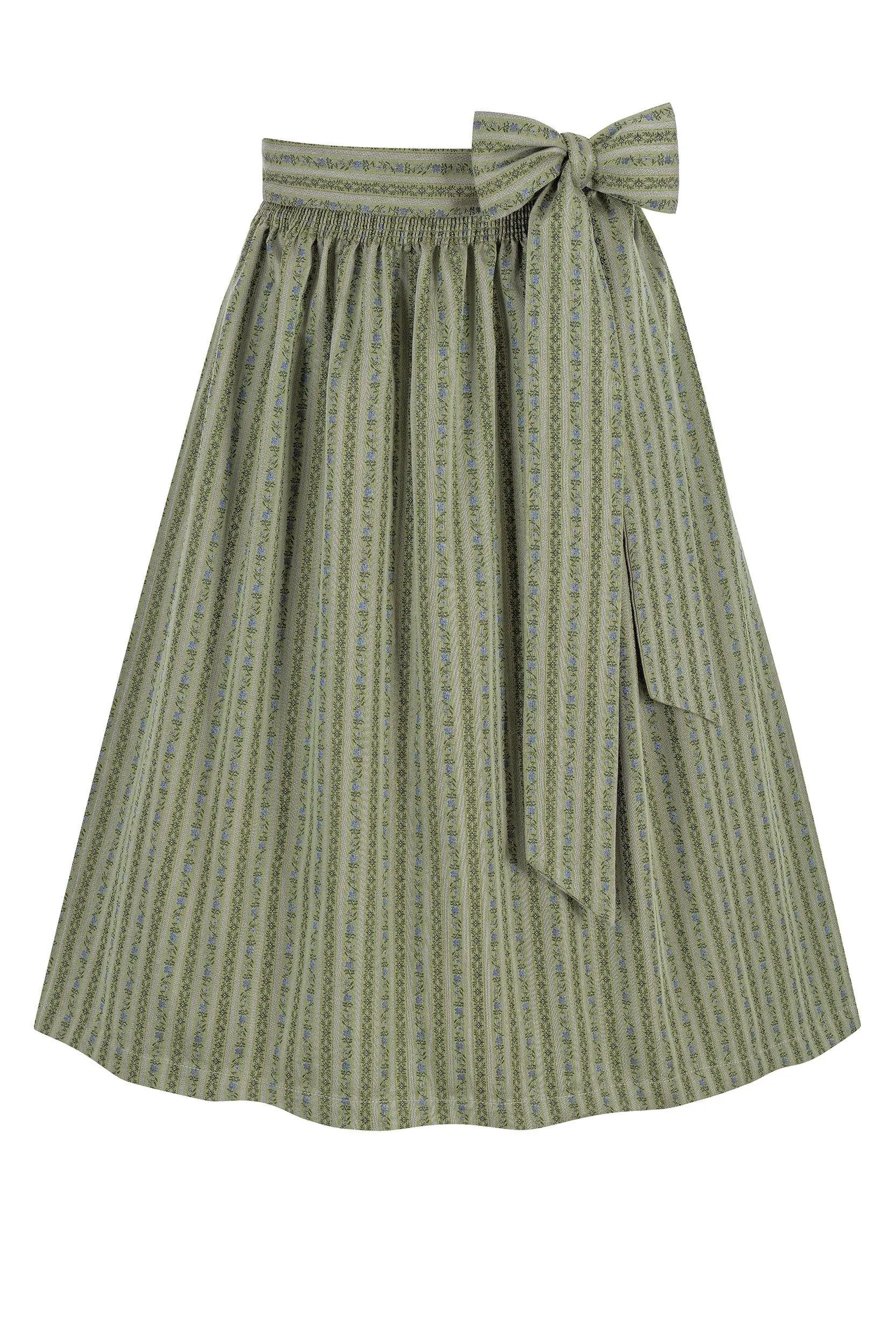 Dirndlschürze gestreift mit Rankenmuster (70 cm) ~ XS ~ salbei