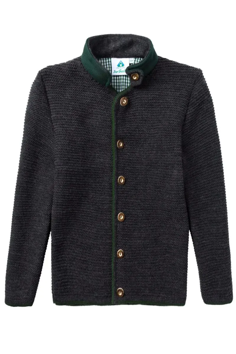 Kinder Trachten Strickjacke anthrazit grün 001166 ~ 92