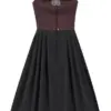 Midi Dirndl 70 cm Gastro dunkelrot schwarz Stretch Emma 014194 ~ 36