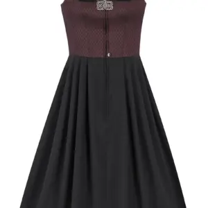 Midi Dirndl 70 cm Gastro dunkelrot schwarz Stretch Emma 014194 ~ 34