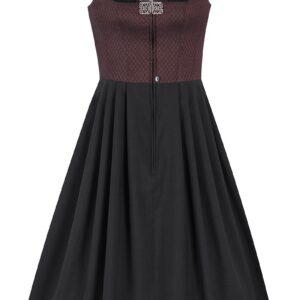 Midi Dirndl 70 cm Gastro dunkelrot schwarz Stretch Emma 014194 ~ 34