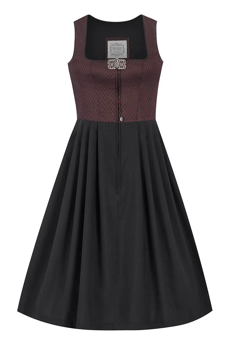 Midi Dirndl 70 cm Gastro dunkelrot schwarz Stretch Emma 014194 ~ 36