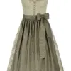 Dirndl OLIVIA (75 cm) mit Leinen-Mieder ~ 36 ~ salbei