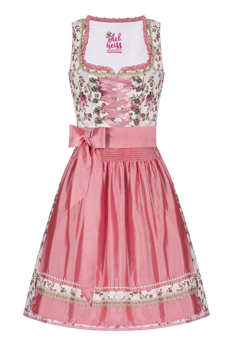 Mini Dirndl 55cm creme geblümt rosa Linda 006923 ~ 30
