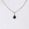 Collier mit Rosenblüte und Strass ~ schwarz