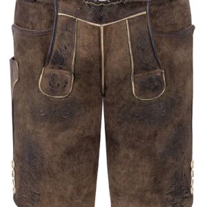 Lederhose kurz mit Gürtel braun grün Saalbach 014840 ~ 46