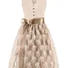 Mini Dirndl 60cm creme geblümt taupe Thea 004739 ~ 44