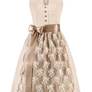 Mini Dirndl 60cm creme geblümt taupe Thea 004739 ~ 44