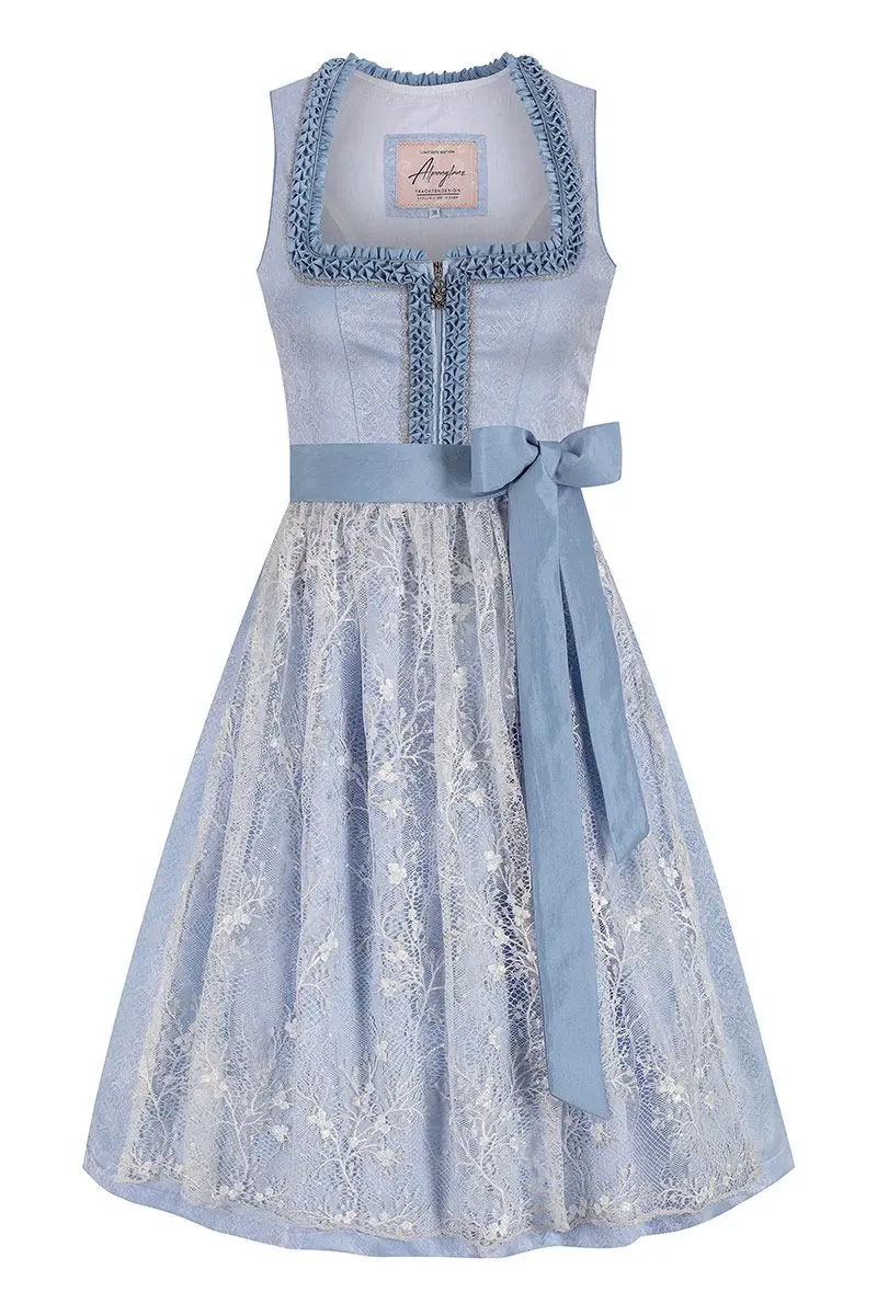 Midi Dirndl 65 cm hellblau silber Elena 014818 ~ 40