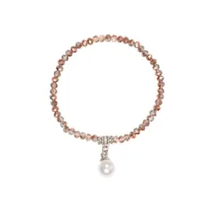 Kristallarmband mit Perlen-Anhänger verschiedenfarbig 008466 ~ taupe