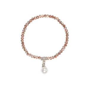 Kristallarmband mit Perlen-Anhänger verschiedenfarbig 008466 ~ taupe