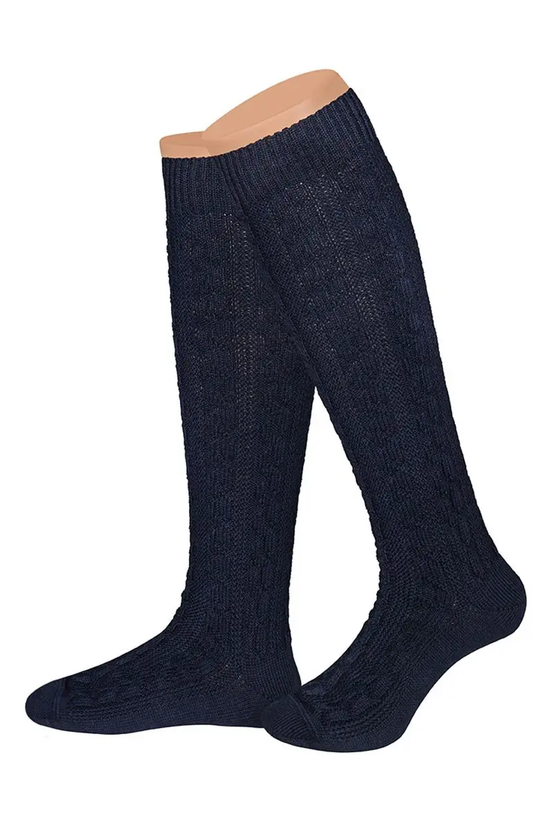 Trachtensocken lang dunkelblau Merinowolle 005490 ~ 38-39