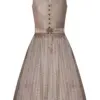 Midi Dirndl 70 cm taupe gemustert Klara 009176 ~ 36