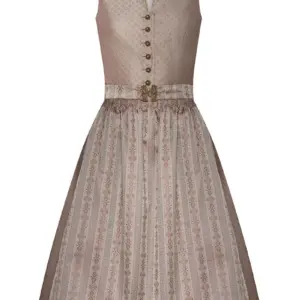 Midi Dirndl 70 cm taupe gemustert Klara 009176 ~ 36