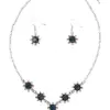 Schmuckset - Collier & Ohranhänger 000160 ~ dunkelblau