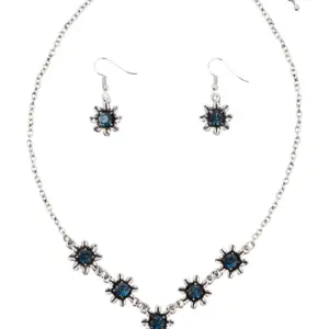 Schmuckset - Collier & Ohranhänger 000160 ~ dunkelblau