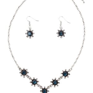 Schmuckset - Collier & Ohranhänger 000160 ~ dunkelblau