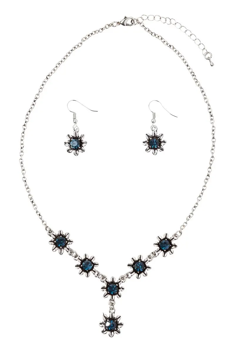 Schmuckset - Collier & Ohranhänger 000160 ~ dunkelblau