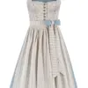 Midi Dirndl 70 cm natur blaugrau Melanie 015869 ~ 44