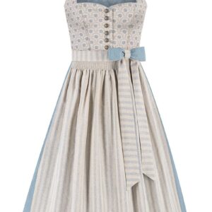 Midi Dirndl 70 cm natur blaugrau Melanie 015869 ~ 44