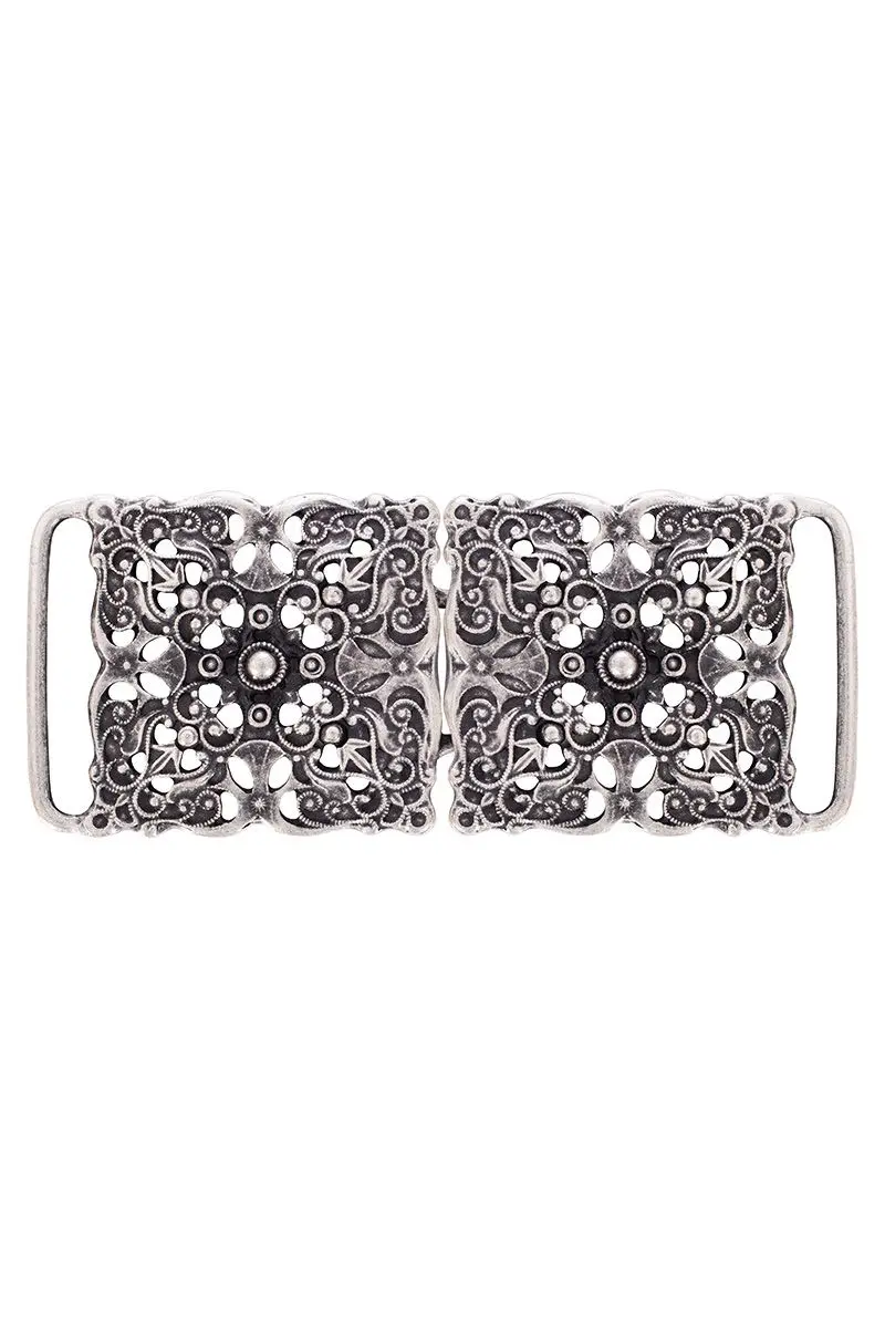 Schürzenschließe eckig altsilber