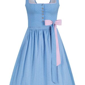 Midi Dirndl 65 cm hellblau rosa Herzl 014657 ~ 42