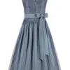 Dirndl lang 85 cm blau grau Lina 014178 ~ 44