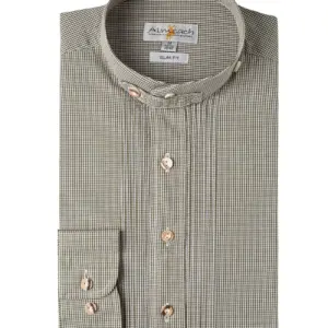 Trachtenhemd langarm grün kariert Leon 004204 - slimfit ~ XS